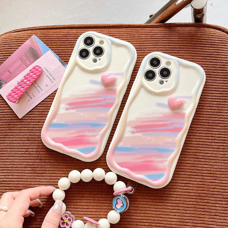 3D Mike White Hand Made Diy Smile Colorful graffiti Love Rainbow Soft Case iPhone 11 12 13 14 Pro Max New Apple for women girls Gift Bracelet