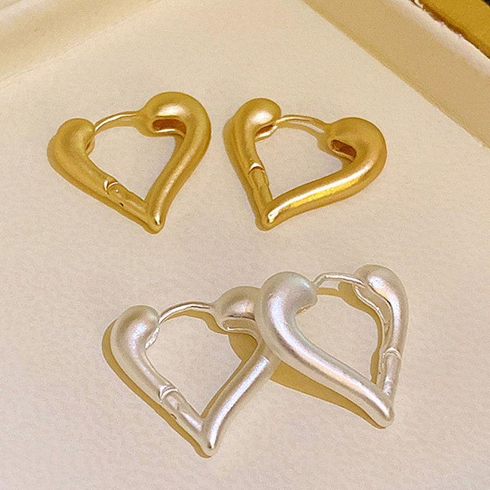 Mxbeauty Anting Hati Temperamen Halus Desain Niche Matte Tembaga Minimalis Anting Stud Wanita Anting Hoop Untuk Hadiah Gadis