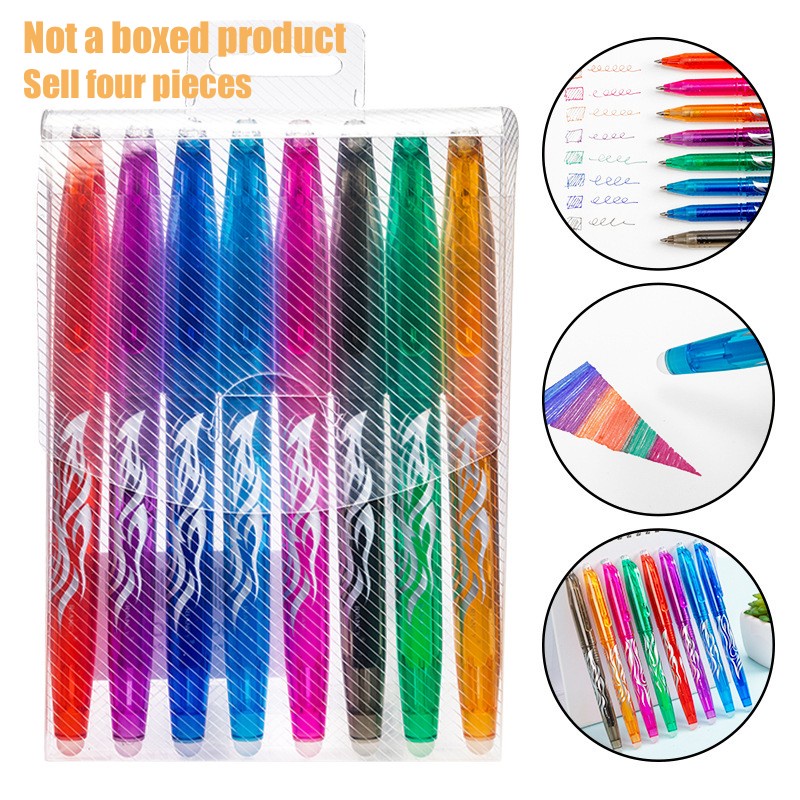 4pcs /Set Pulpen Gel Anti-Warna Kreatif Dapat Dihapus/0.5mm Colorful Erasing Pen Drawing Tools/Pena Gel Kawaii Tahan Air Untuk Pelajar/Kantor Sekolah Alat Tulis Supply