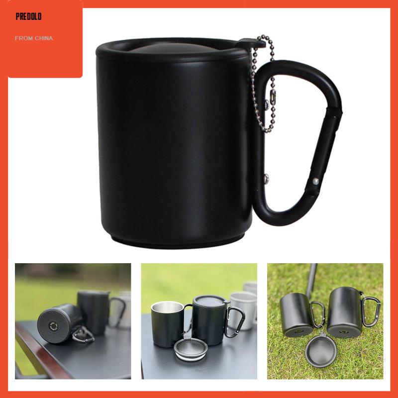 [Predolo] Mug Camping Dengan Tutup Dan Gagang Mug Kopi Untuk Pantai Indoor Dan Outdoor Rumah