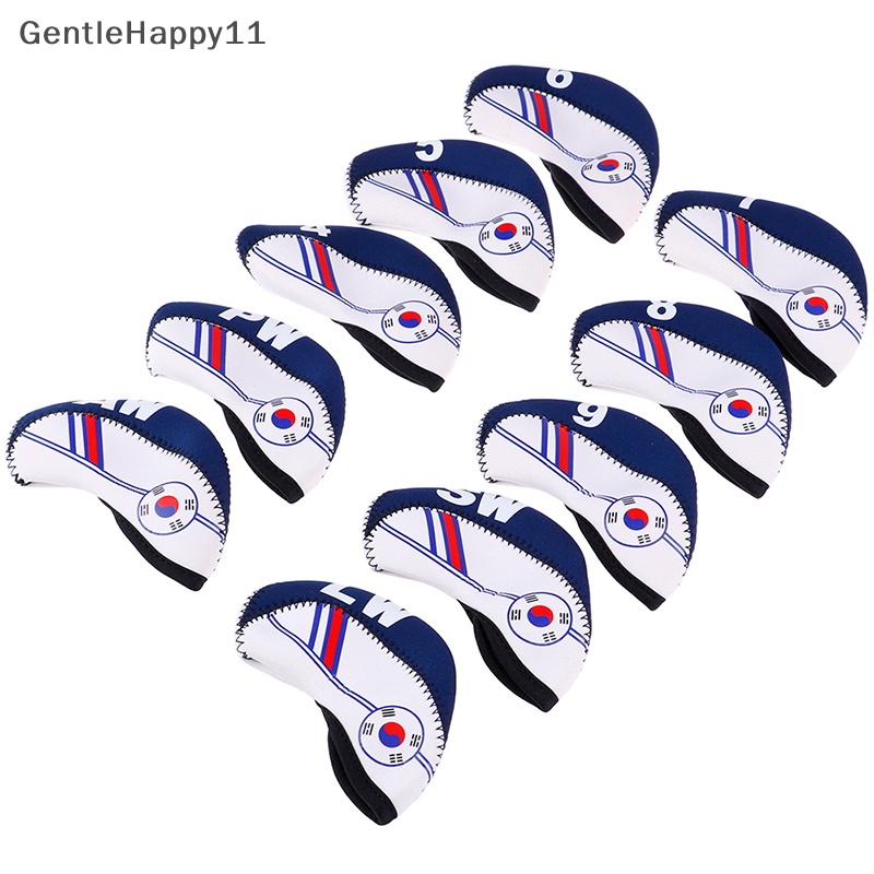 Gentlehappy 10Pcs /set Golf Club Iron Head Cover Protector Neoprene Penutup Kepala Pelindung Golf  Id