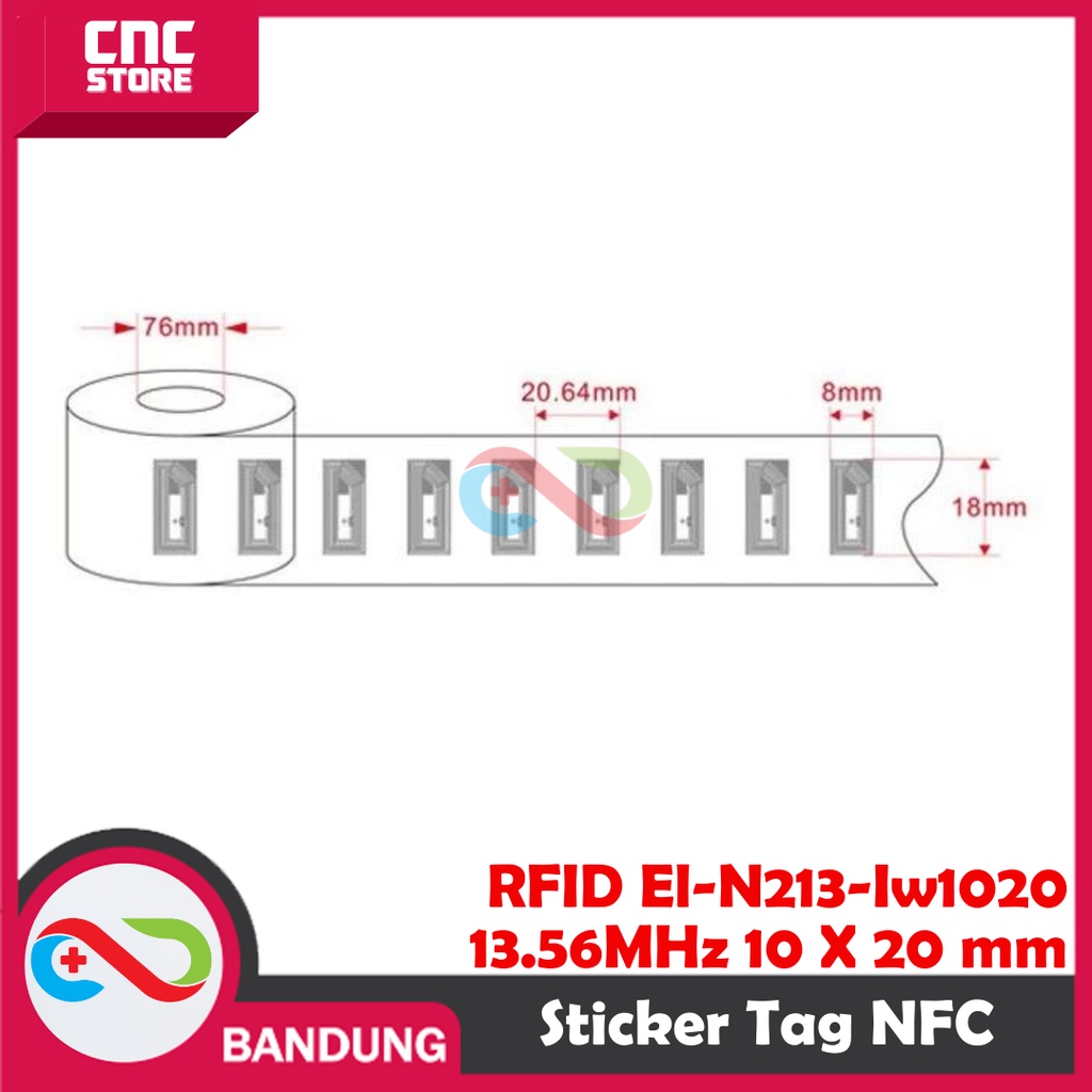 RFID EL-N213-IW1020 NFC Sticker Kecil  Label Tag Compatible NTag213 1 x 2 cm 10 X 20 mm