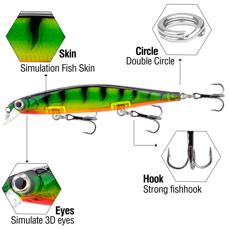 7warna Ikan Kecil Crankbaits 11cm /13g Slow Sinking Fishing Bait Lure 1PCS Keras SwimBait Lure 3D Eyes Bass Lures