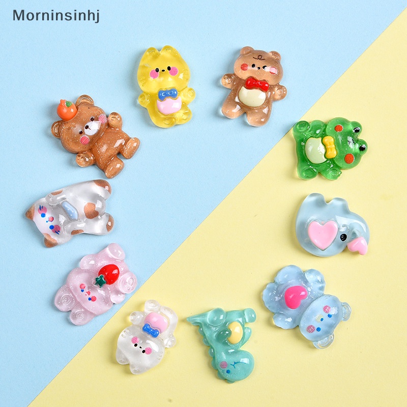 Mornin 10Pcs Kartun Hewan Resin Datar Kembali Patung DIY Perhiasan Craft Scrapbook Dekorasi id