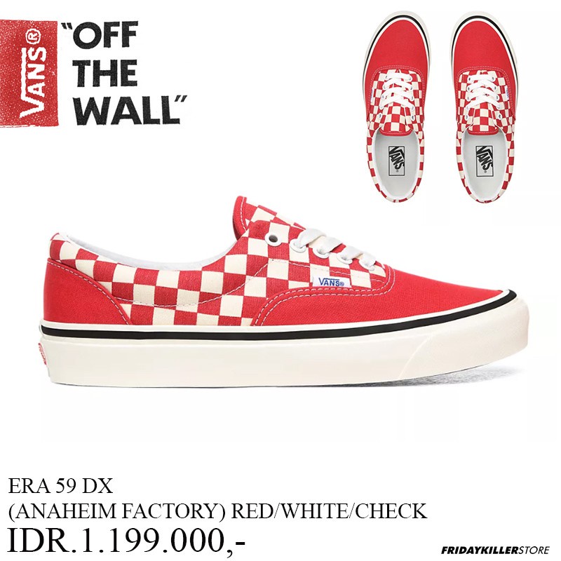 SEPATU VANS OFF THE WALL | ERA 95 DX ANAHEM FACTORY RED WHITE CHECK