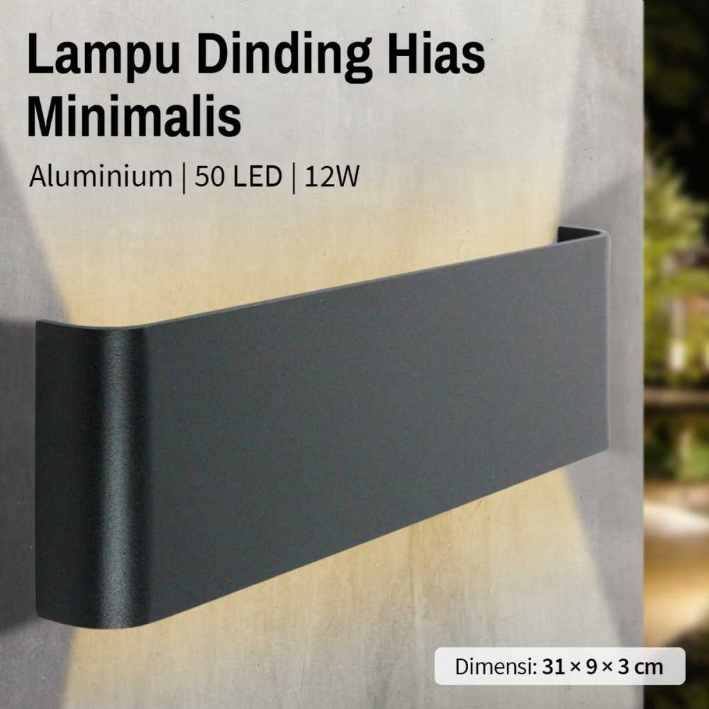 Lampu Dinding Hias LED Dekorasi Minimalis Aluminium 12W Warm White