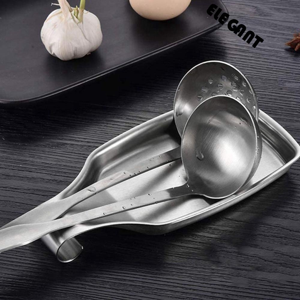 [Elegan] Sendok Istirahat Kompor Top Home Stainless Steel Alat Makan Heavy Duty Meja Spatula Stand