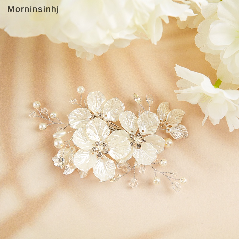 Mornin Bridal Kristal Mutiara Bunga Hair Clip Floral Barrette Rambut Aksesoris Pernikahan id