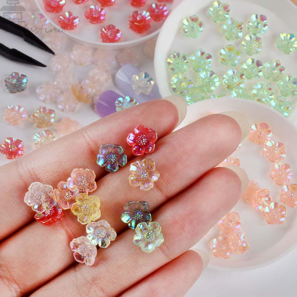 AUGUSTINA Augustina Dekorasi Nail Art Transparan Aurora Perhiasan Kuku Resin Rhinestones Manicure Aksesoris