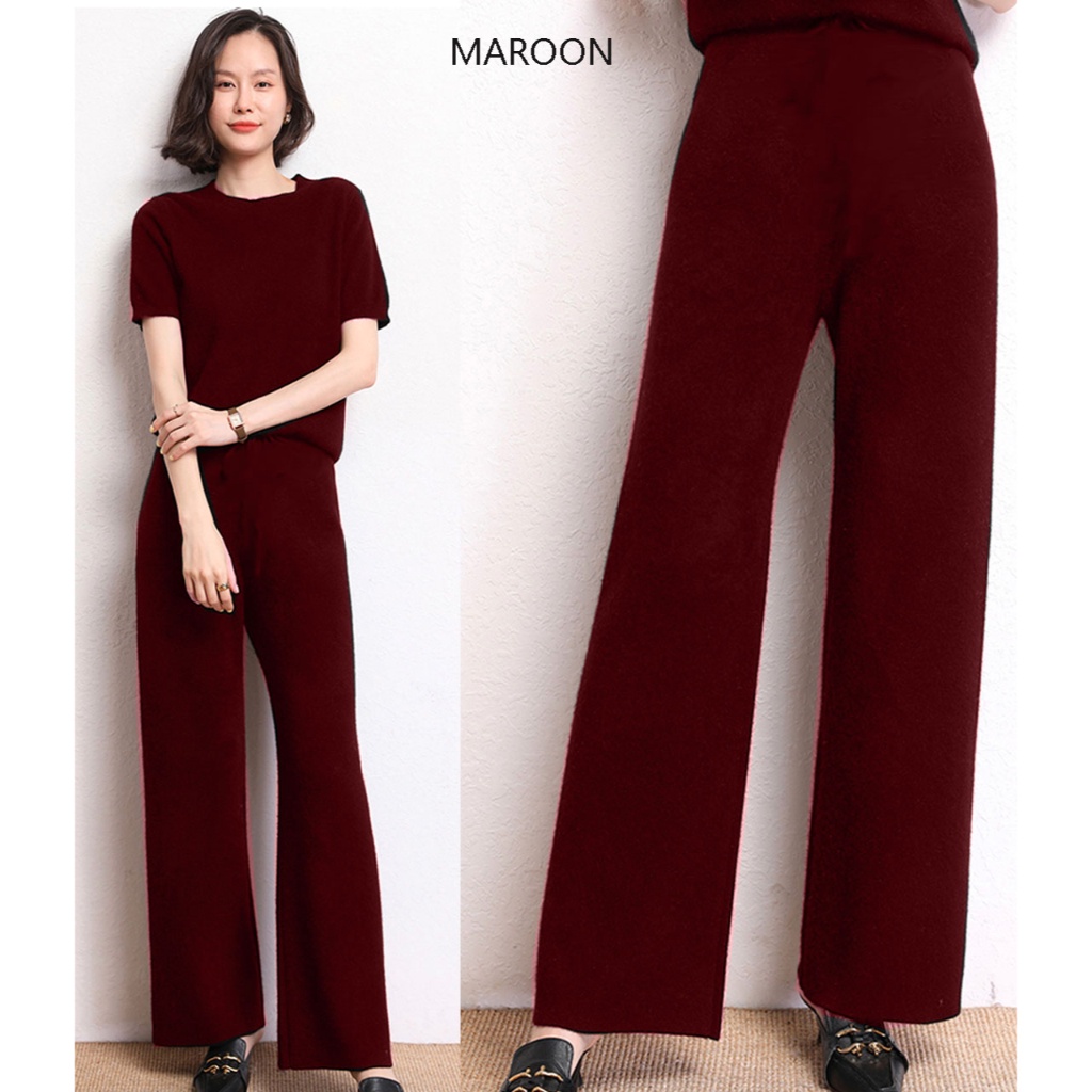 (C97) celana kulot knit panjang wanita warna sage / kulot rajut paanjang 97cm