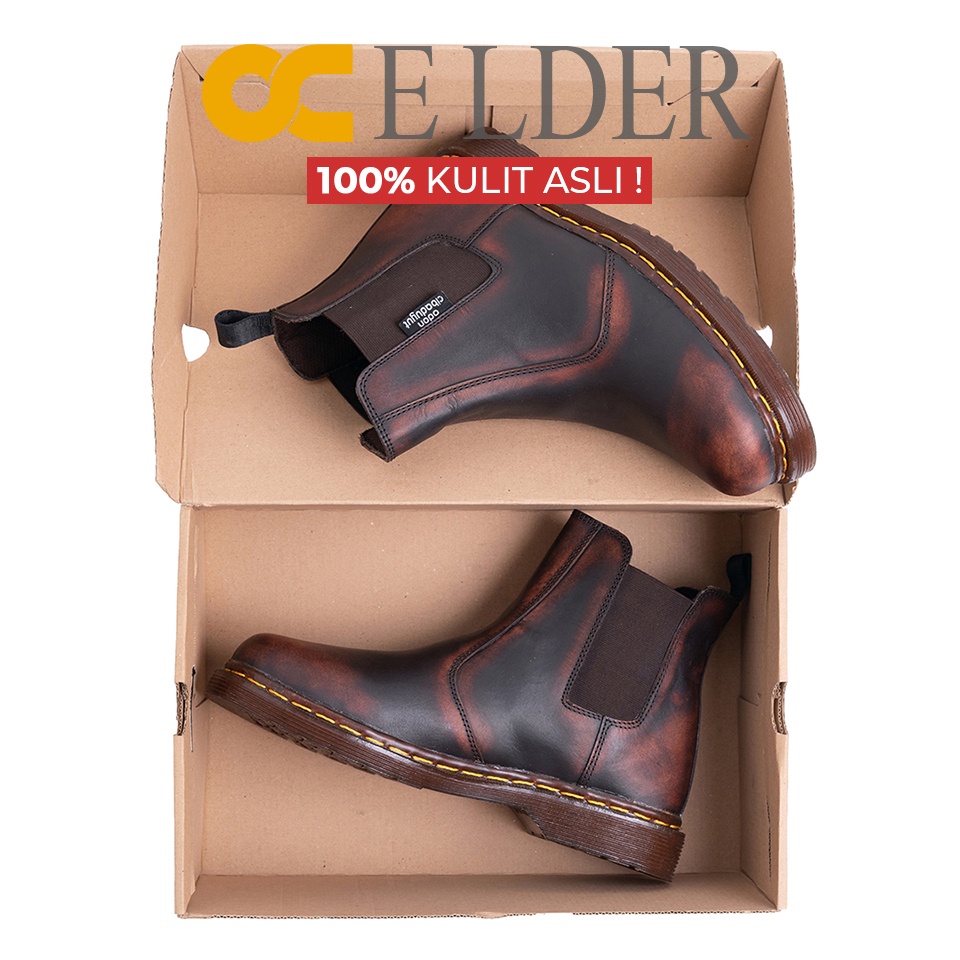OC ELDER Sepatu formal kulit asli casual  boots Slip On