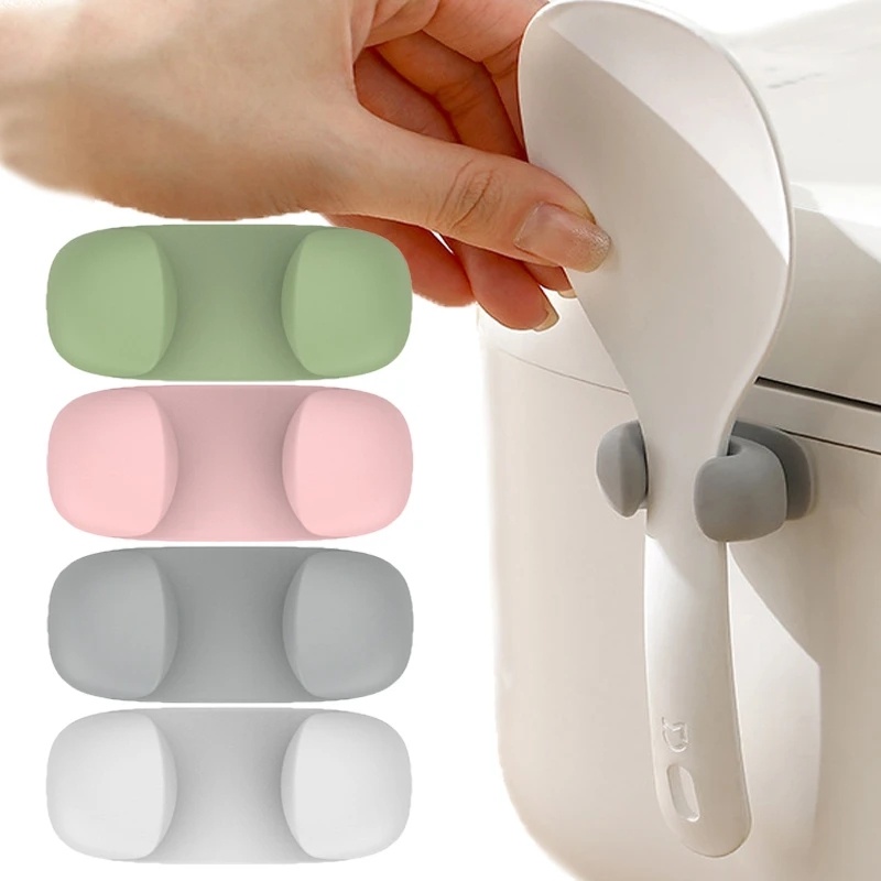 Holder Pengait Sendok Nasi Multi Fungsi/Gadget Dapur Perekat Diri Anti Air Hook Key Rag Hanger