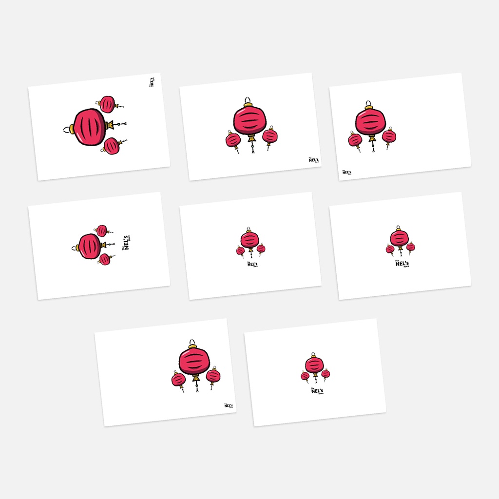 

Postcard - Set of 8 - Lampion Merah Imlek 2 - Line Art - TNS
