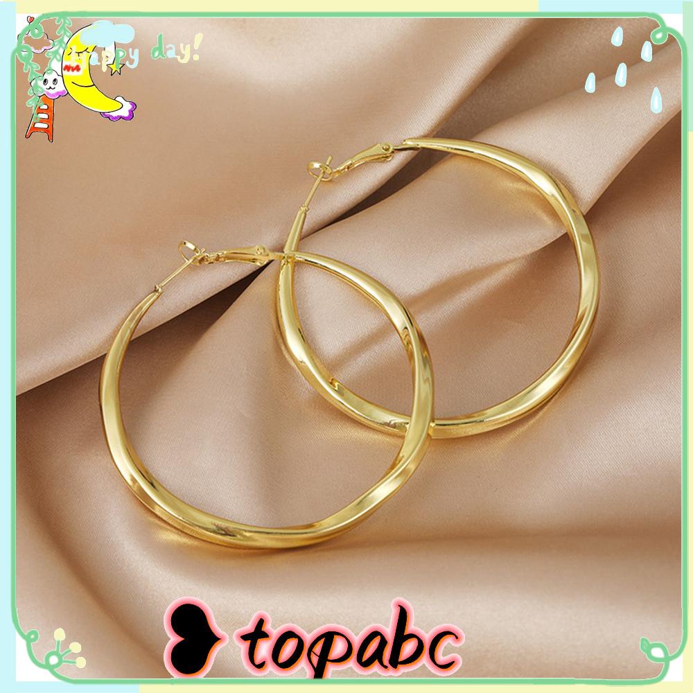 TOP Lingkaran Halus Hoop Besar Berlebihan Perhiasan Wanita Fashion Hadiah Geometris Lingkaran Bulat Anting