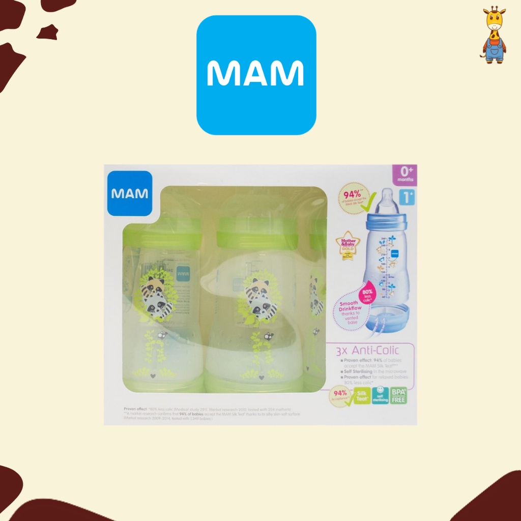 MAM Anti-Colic 260ml 3pcs Pack - Botol Bayi