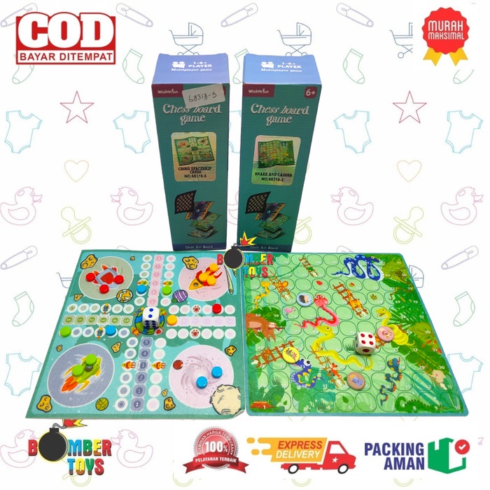 MAINAN KELUARGA BOARD GAME KARPET ULAR TANGGA LUDO SERU FUN