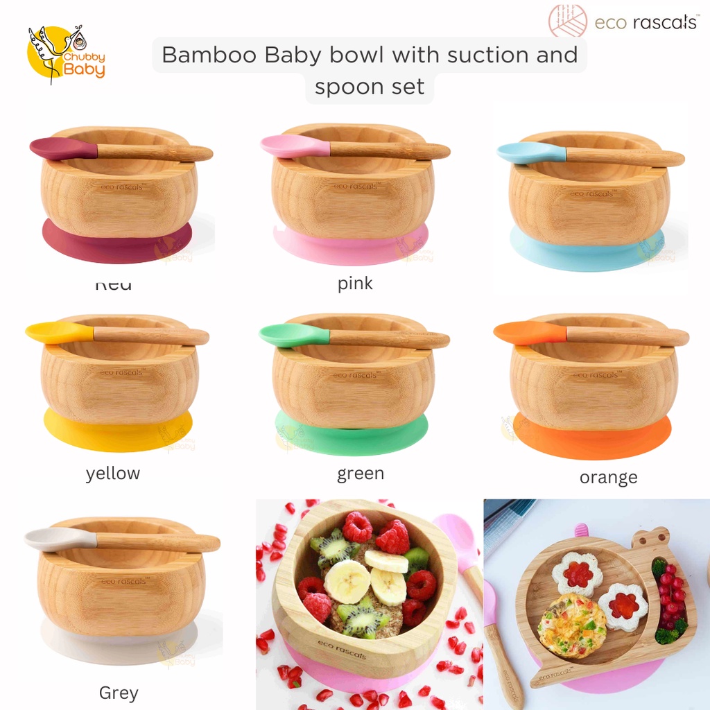 Eco Rascals Bamboo Baby Bowl With Suction &amp; Spoon Set