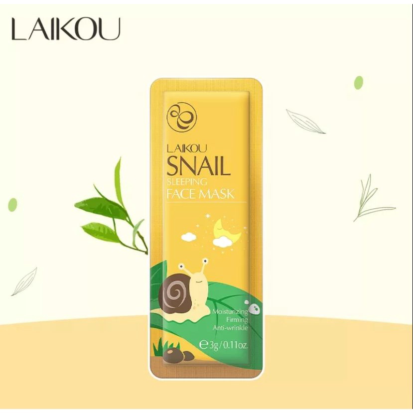 LAIKOU Sleeping Mask SNAIL Gel Pelembab Menghilangkan Kerutan Krim Malam 3g