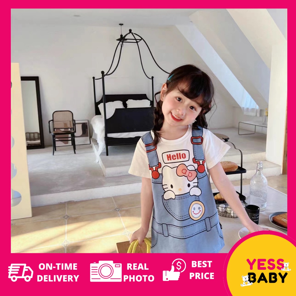 YESSBABY  HOKAIDO LOTSO 1-9 tahun Baju anak perempuan Gaun jala anak perempuan baru/Gaun kasual lengan pendek anak perempuan/Dress anak perempuan cewek/rok anak/gaun anak/kado anak perempuan ulang tahun