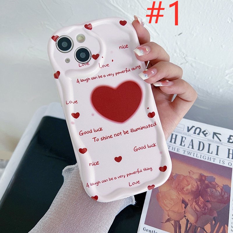 Cream Casing English Two Red Loves Soft Case HP iP iPhone 6 6S 7 8 14 + Plus SE 2020 2022 X XS XR 11 12 13 Pro Max