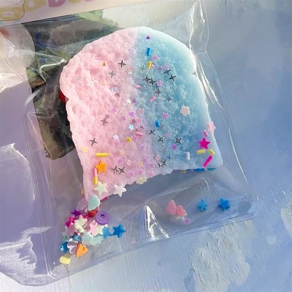 Simulasi Roti Bakar Licin Dekompresi Mainan Musim Panas Rainbow Toast Jelly Lilin Lembut Tekan Mainan