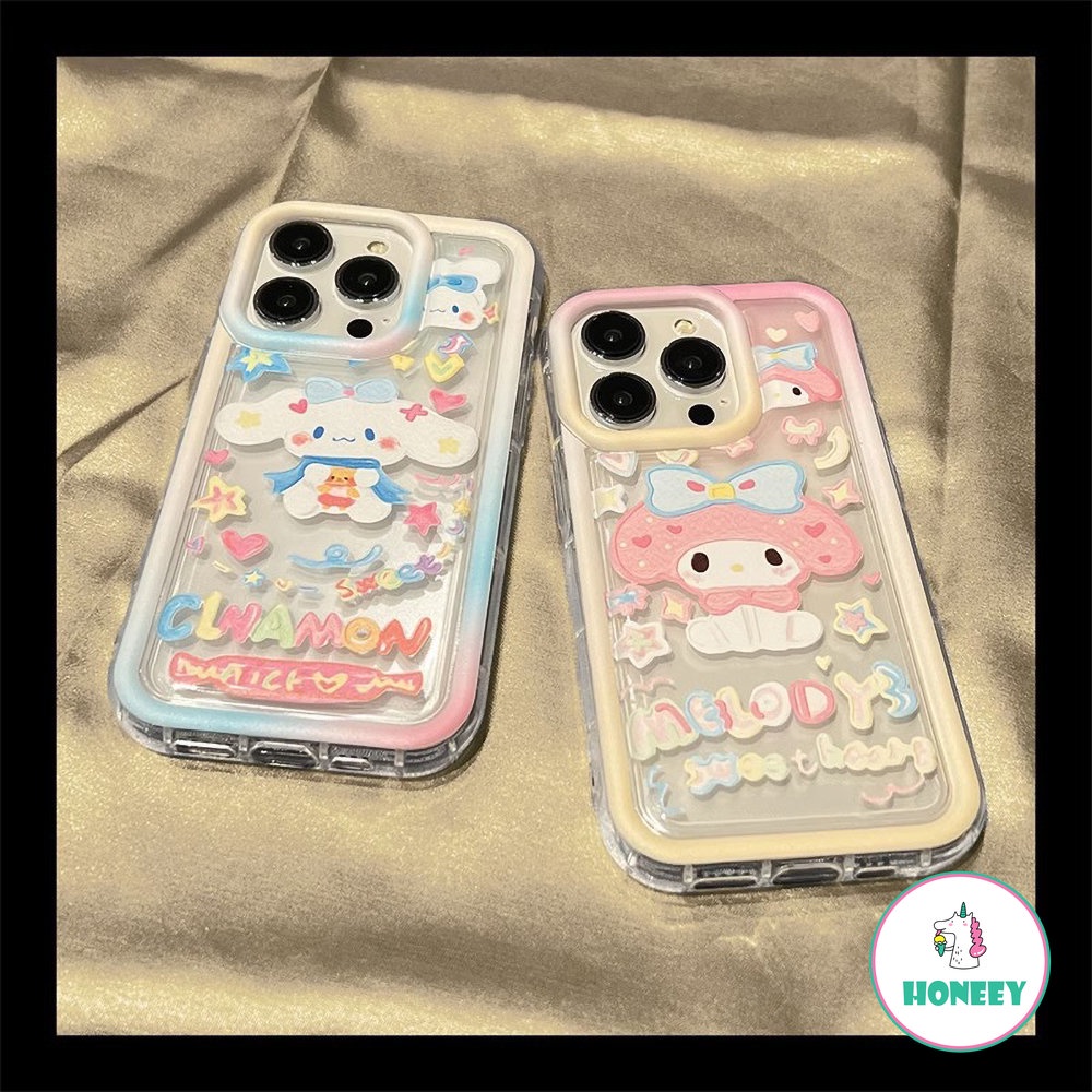 Kartun Melody Cinnamoroll Ponsel Case Kompatibel Untuk iPhone 14 Pro 12 13 Pro Max Case iPhone 11xr XS 8 7Plus Lembut Silikon Airbag Ponsel Cover