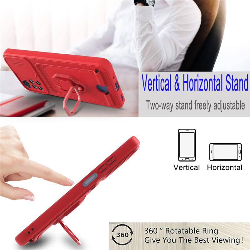 REDMI Tas Kartu Ring Holder Phone Case Untuk Redmi10 Prime 10A 10C 12C 11A 9C 9A 9T 10x9 Power Slide Penutup Perlindungan Lensa Untuk Xiaomi mi Poco C3