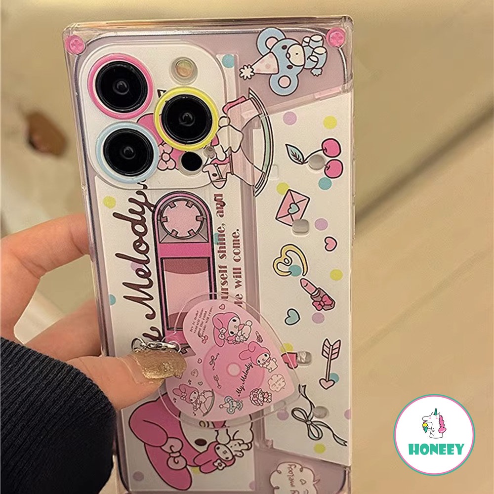 IPHONE Casing Ponsel CD Kreatif Retro Berputar Untuk Iphone14 13 11 12 Pro Max Y2k Huruf Lucu Soft Cover Square Girl Pink Cute Shell