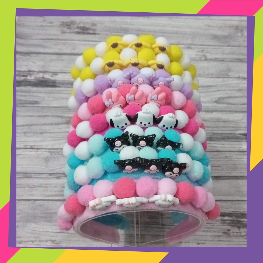 5073 / Bando pompom lucu karakter sanrio / bandana pompom cantik model korea