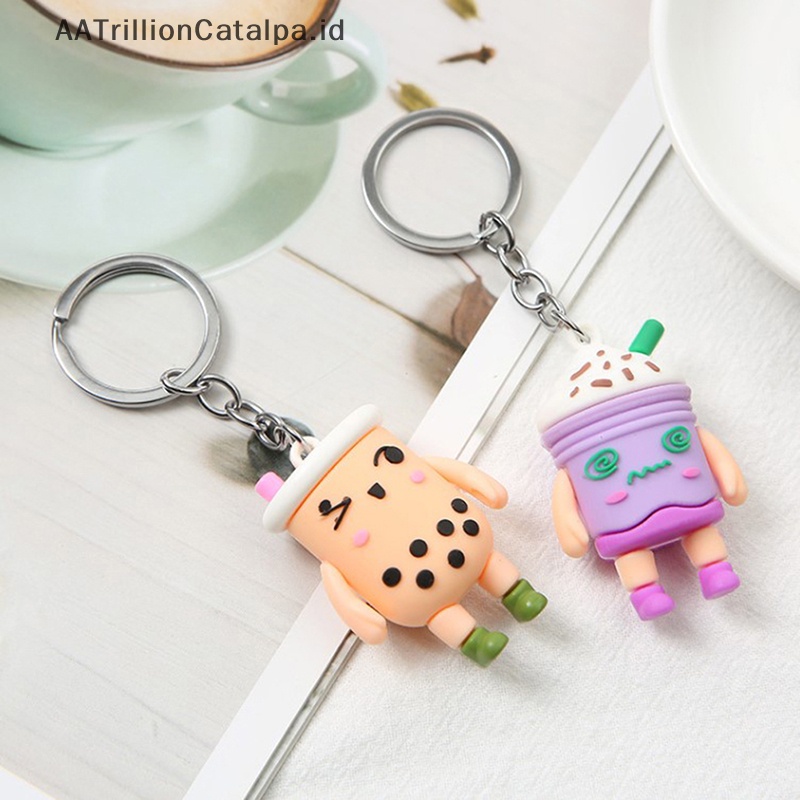 Gantungan kunci cangkir teh susu lucu pria dan wanita gantungan kunci mobil couple tas liontin dessy