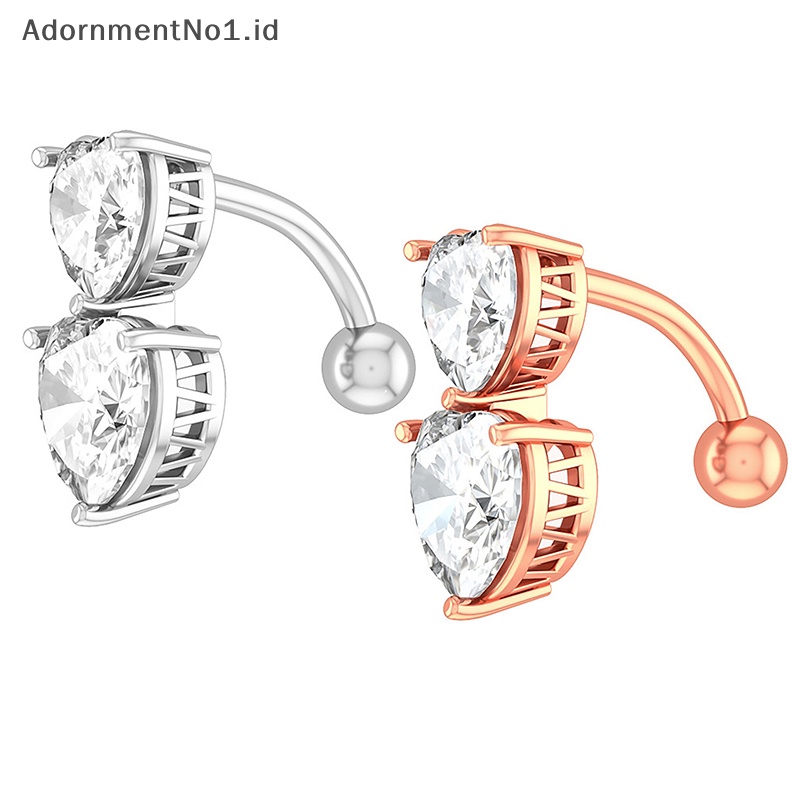 [AdornmentNo1] Fashion cinta hati zirkon cincin kancing perut cincin pusar Sexy perhiasan tubuh untuk wanita pusar