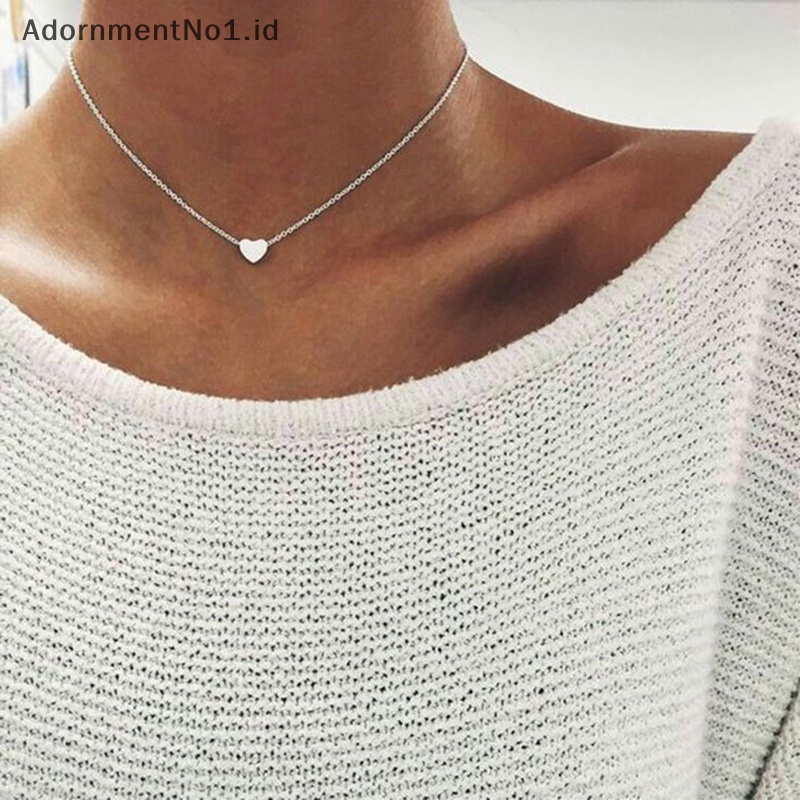 [AdornmentNo1] Kalung liontin hati minimalis untuk wanita kalung klavikula Fashion perhiasan Statement hadiah gadis