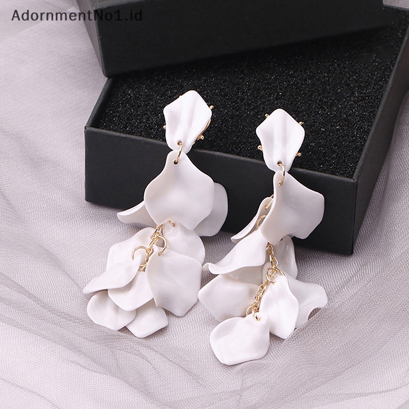 [AdornmentNo1] 1pasang kelopak bunga akrilik Fashion gaya korea anting juntai panjang trendi cahaya Ear Stud