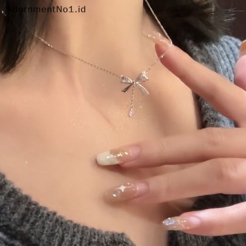 [AdornmentNo1] Gaya korea ikatan simpul rumbai liontin kalung Fashion perhiasan Exquisite kristal zirkon elegan rantai klavikula untuk wanita hadiah