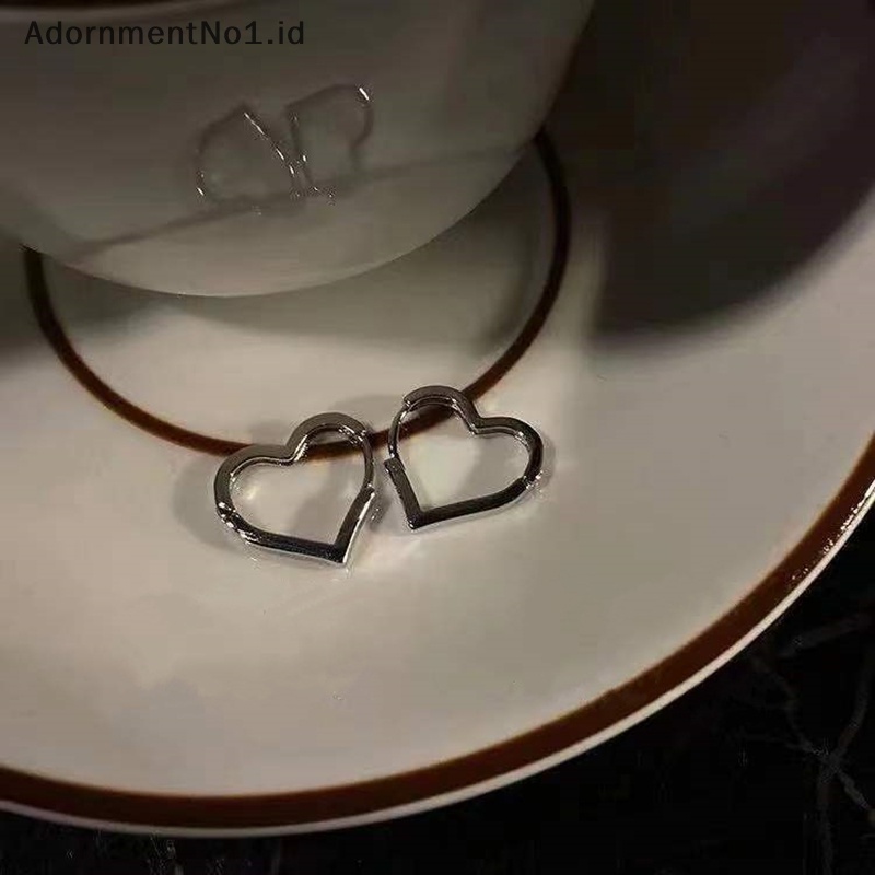 [Adornmentno1] 1pasang Perak Geometris Hati Wanita Anting Kecil Hypoallergenic Anting Hadiah Korea Simple Trendy