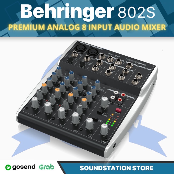 BEHRINGER XENYX 802S Premium Analog 8 Input Audio Mixer | 802USB