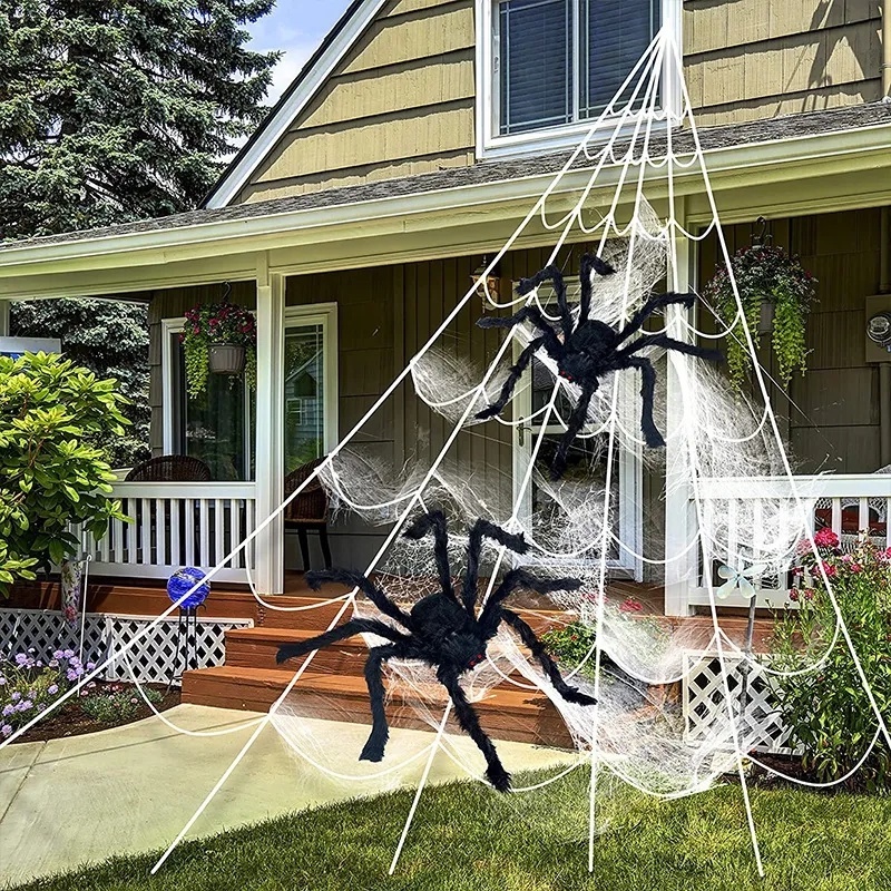 Halloween Colorful Spider Horror Dekorasi Pesta/30cm/75cm/125cm Oversized Black Plush Spider/Mainan Prank Anak Kreatif/Alat Peraga Dekorasi Jaring Spider Raksasa Luar Ruangan/