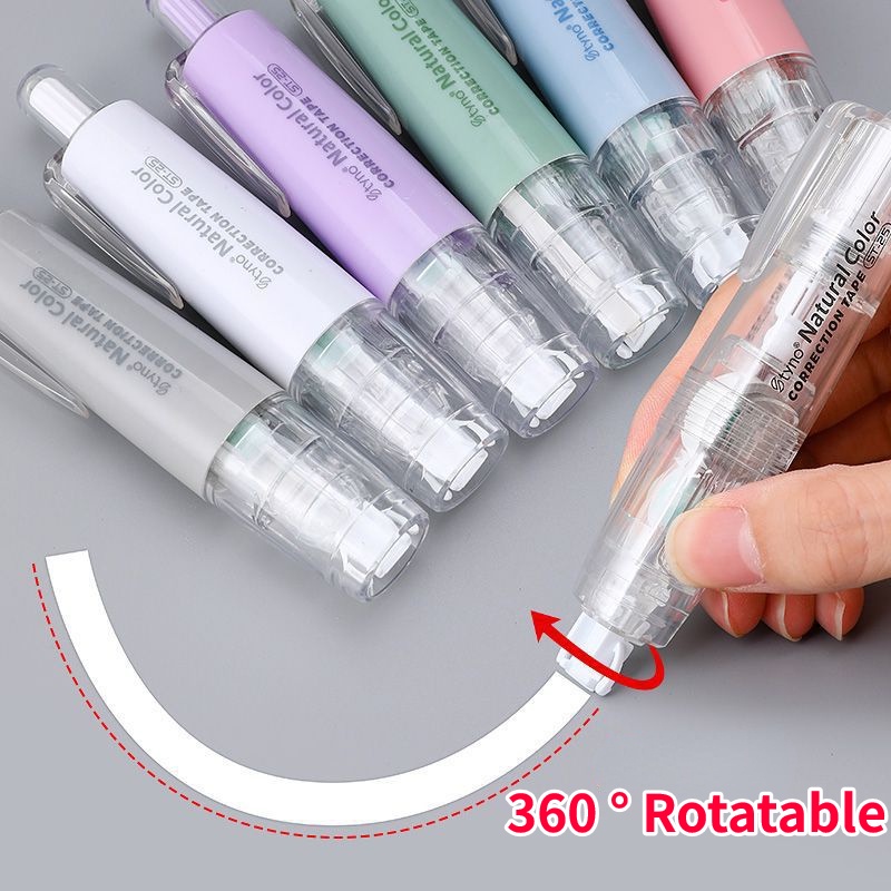 360 ° Rotatable Press Type Correction Tape/Mute Replaceable Core Modification Tape/Pita Koreksi Portable Siswa/Alat Tulis Perlengkapan Kantor Sekolah