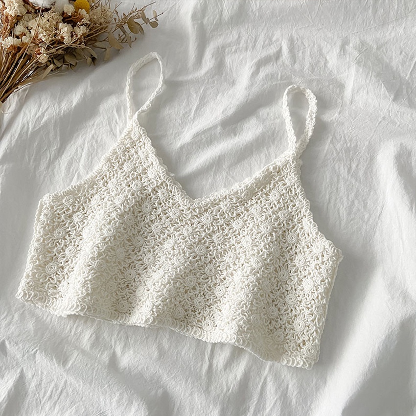 Bh Rajut Pantai / Bra Rajut / Atasan Wanita Baju Pantai / Sexy Lace Crochet Tank Top