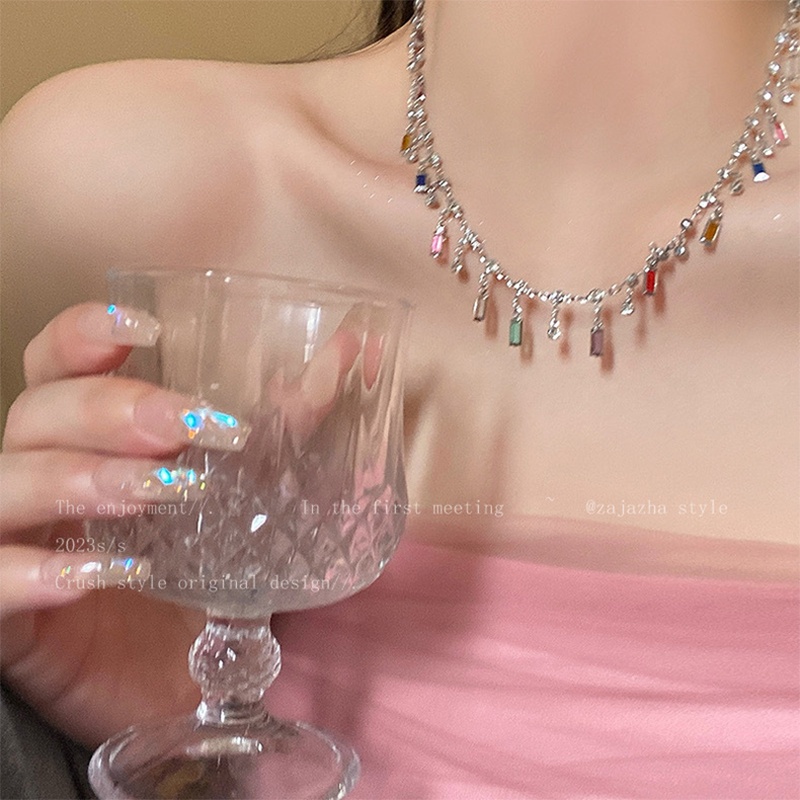 Kalung Warna-Warni Bahan Alloy Zircon Fashion Korea Untuk Perempuan