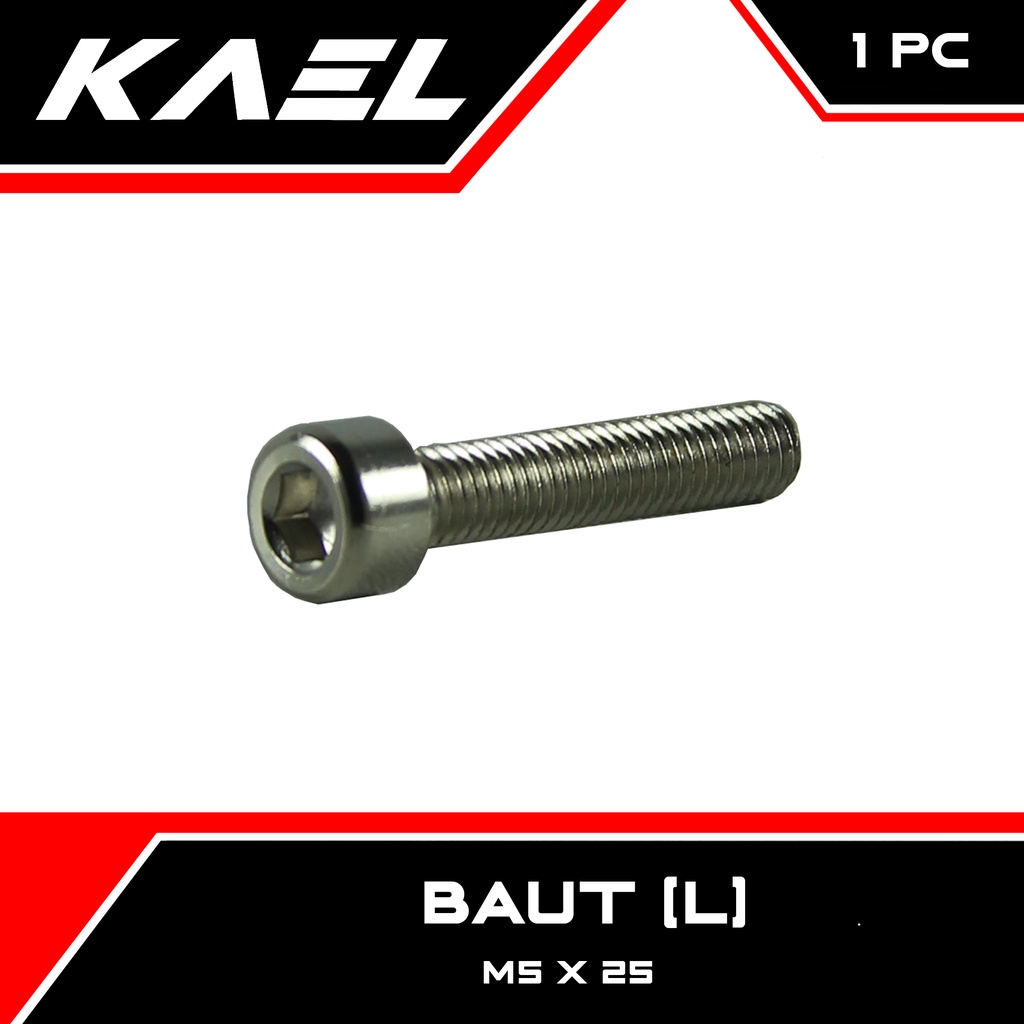 Baut-Baud-Bolt L-L4 M5x25-5X25-M 5 x 25 Kunci-K 4 P-Pitch 0.8