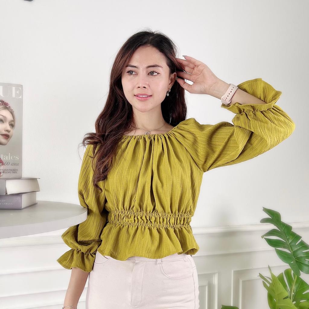 BEFAST - ZEC OOTD WANITA BLOUSE ALEA / Qenia LADY CRUSH Blouse / Atasan Wanita Lengan Panjang / Blouse Wanita Model Terbaru / Fashion kekinian Remaja ABG Trendy / Blouse Polos Formal / Pakaian Casual Wanita Kerja