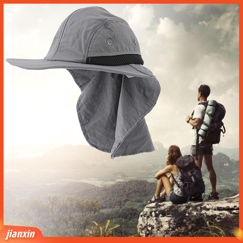 (In Stock) Topi Memancing Leher Flap Adjustable Pelindung Matahari Cepat Kering Pinggiran Lebar Unisex Topi Gunung Untuk Outdoor