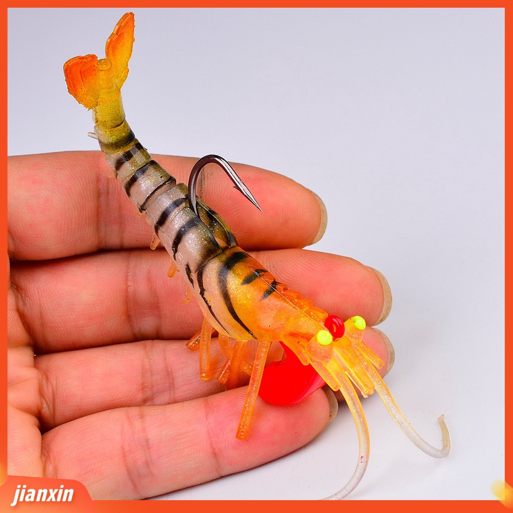 (In Stock) 7.3 /10 /13.5cm Umpan Udang Kait Tajam Simulasi Mata Bercahaya Realistis Umpan Jalan Udang Bercahaya Memancing Luar Ruangan