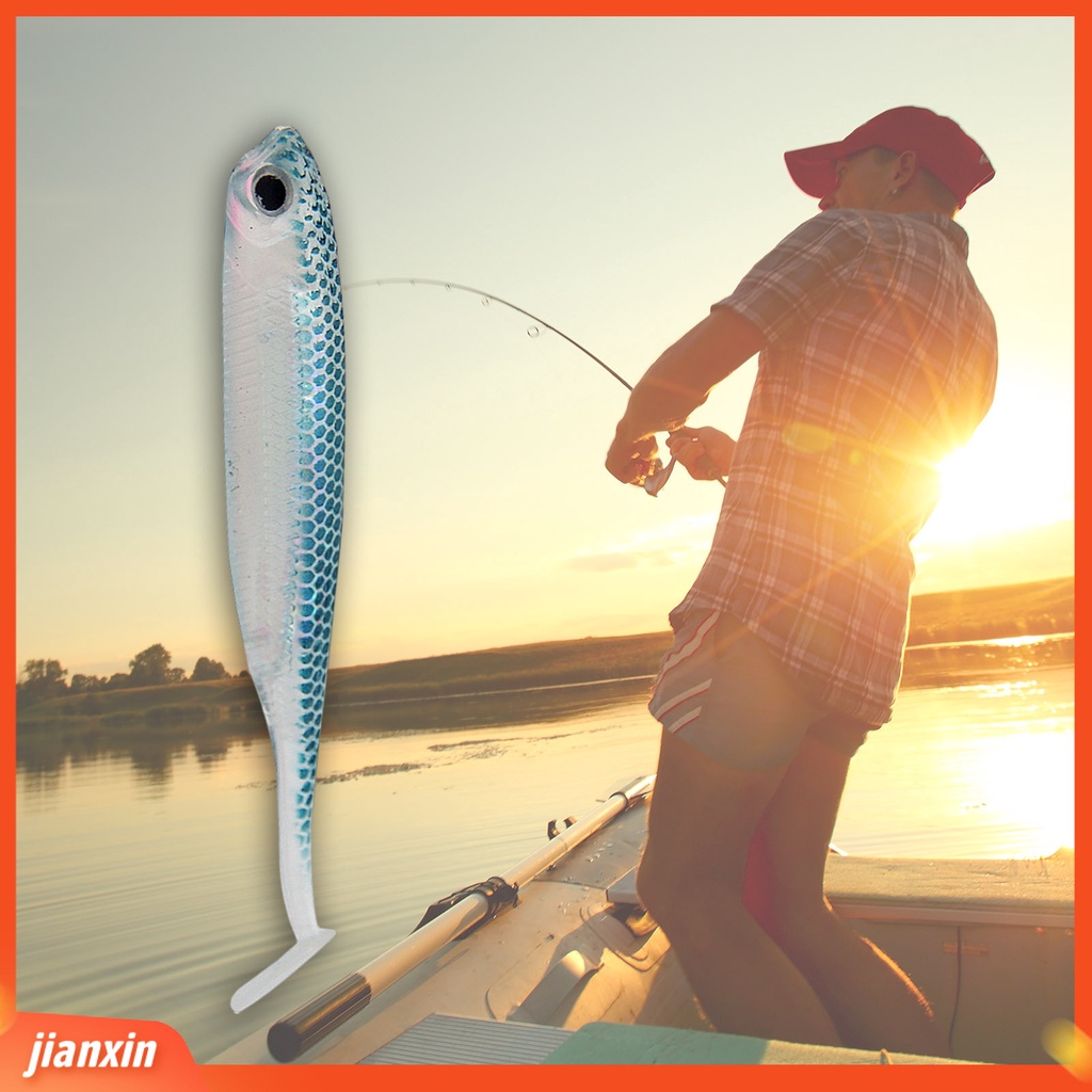 (In Stock) 4 Pcs Umpan Pancing Simulasi Realistis Mata Ikan Buatan Tangan Anti Putus Angling PVC T Ekor Berongga Umpan Pancing Aksesoris