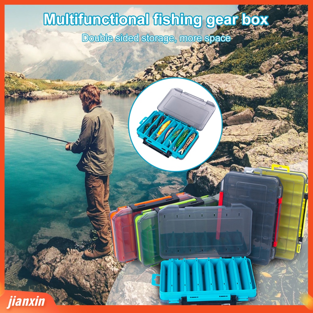 (In Stock) ABS Lure Box Multifungsi Portabel Dua Sisi 14kisi Kotak Umpan Untuk Angling