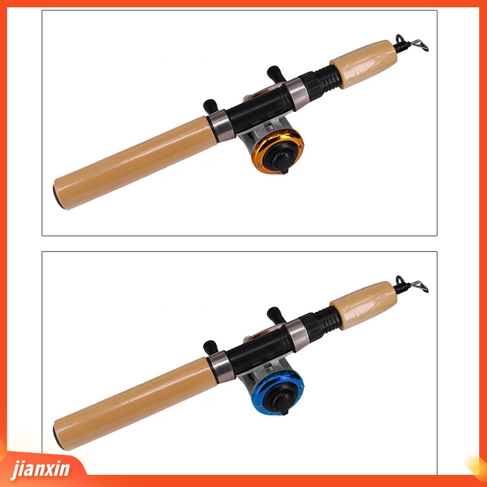 (In Stock) Portable Winter Retractable Ice Fishing Pole Rod Garis Gulungan Berputar Combo Set