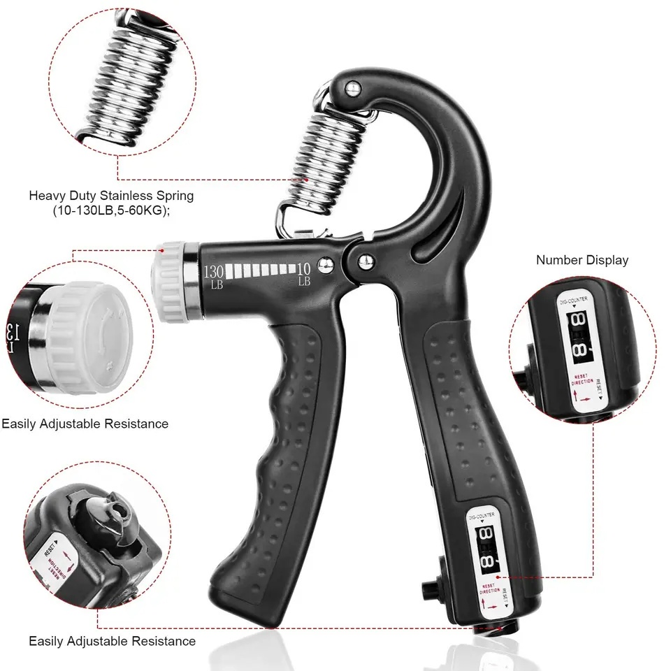 Handgrip Hand Grip 5-60 kg Dengan Penghitung Otomatis Alat bantu fitness Otot lengan Portable With Chronograph Digital 00-99