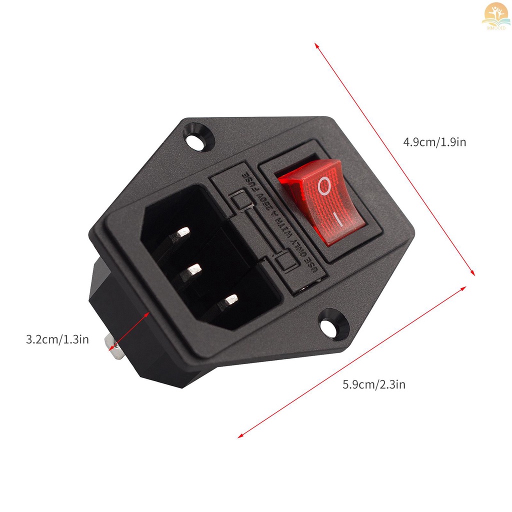 In Stock Aksesoris Printer 3D Power Supply Switch Socket 10A 250V Rocker Switch Dengan Kabel Sekring Colokan Tipe U Untuk Printer 3D