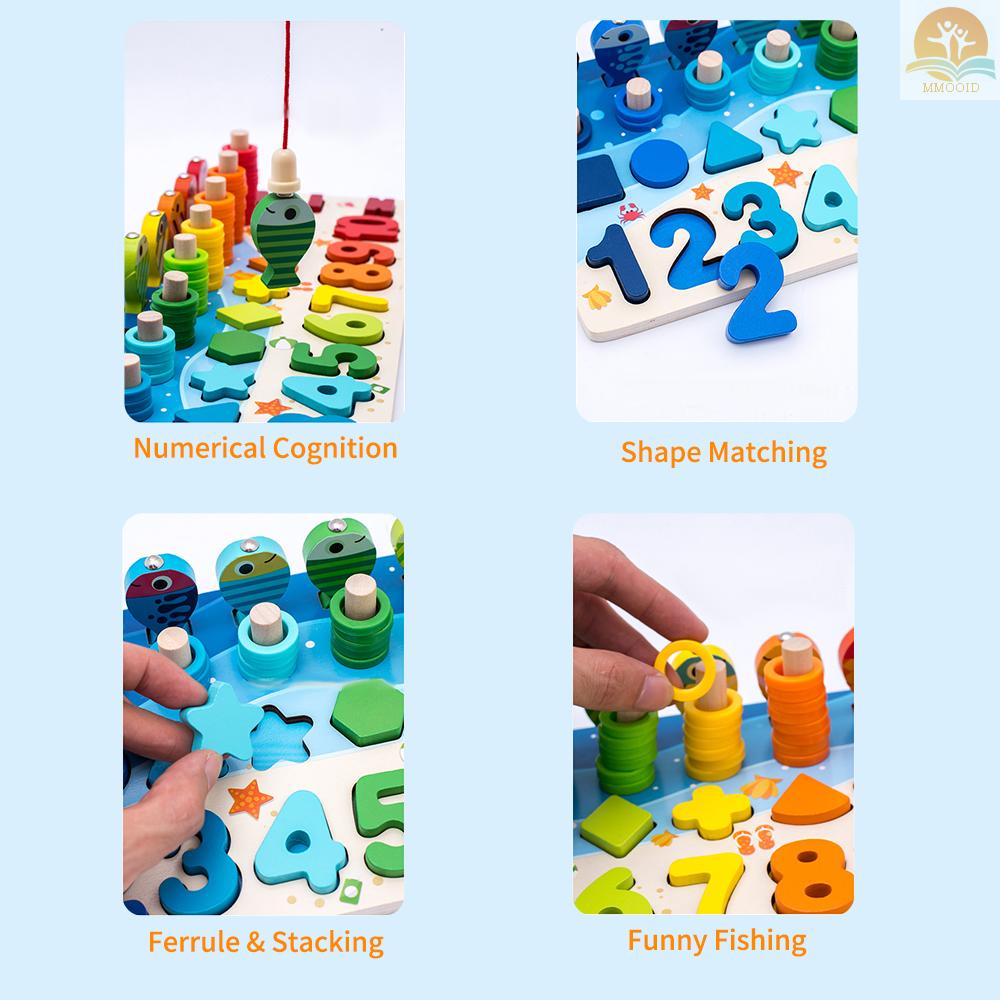 In Stock Mainan Memancing Magnet Anak Edukasi Dini Papan Logaritmik Angka Kayu Bentuk Puzzle Sortiran Untuk Anak Balita Paud